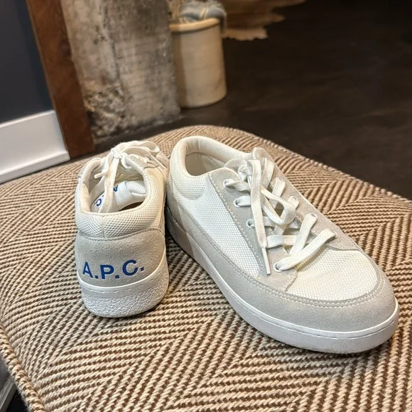 APC white court shoe, mesh, and suede - Picture 2 of 4